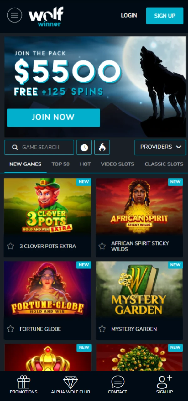 Wolf Winner casino offers a variety of casino games.