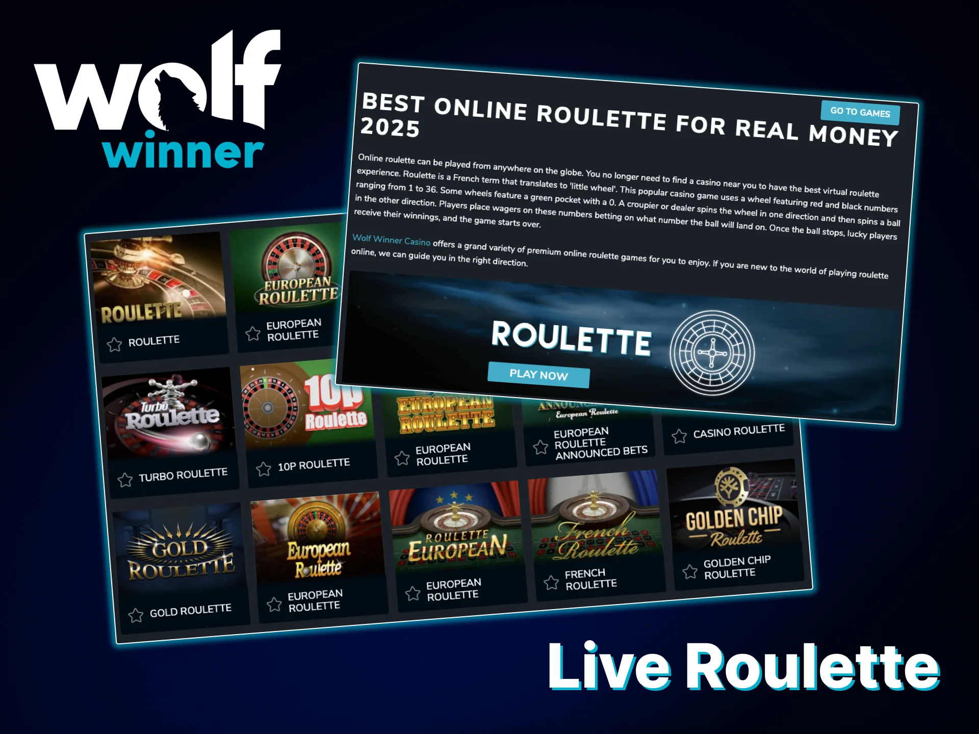 Discover the full range of Live Roulette games at Wolf Winner Casino.